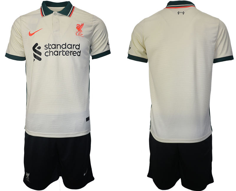 Men 2021-2022 Club Liverpool away cream blank Soccer Jersey->liverpool jersey->Soccer Club Jersey